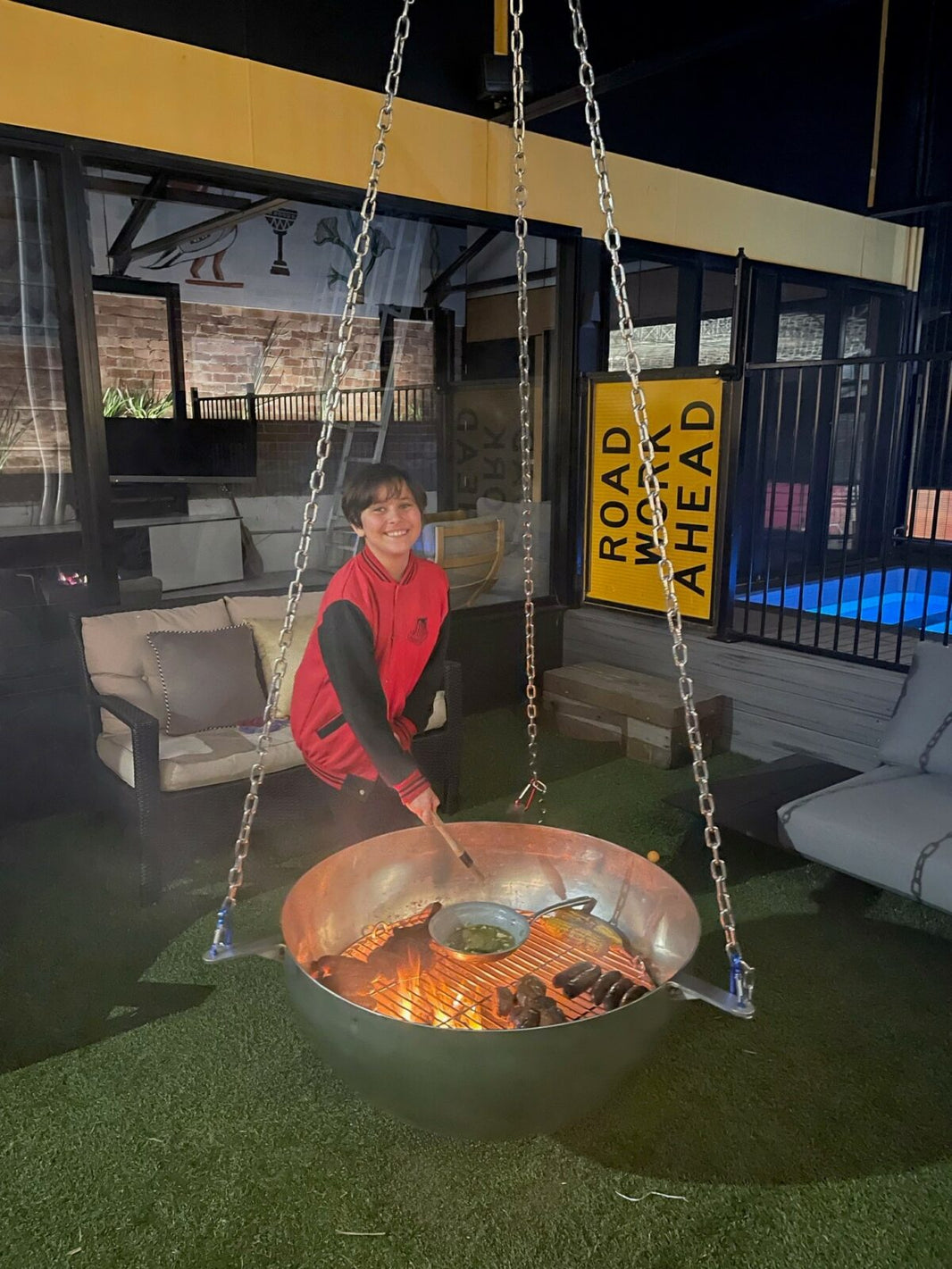 THE STAINLESS STEEL TRIPOD FIRE PIT + FREE Stainless Steel Cooking Grill